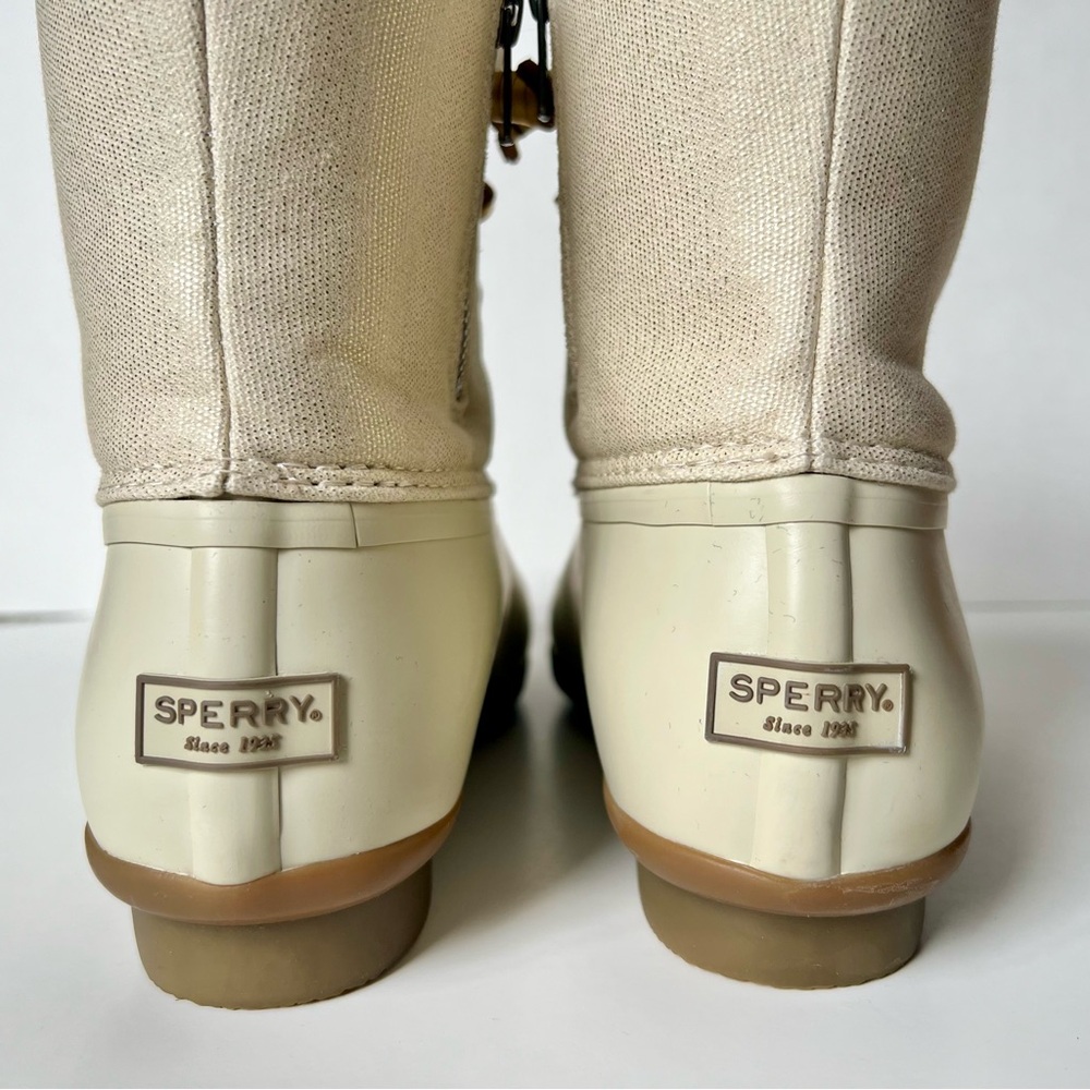Sperry-Women’s-Saltwater Duck Boot-Size 10-Ivory/Shimmer Gold/Brown-NWOT - Picture 4 of 12